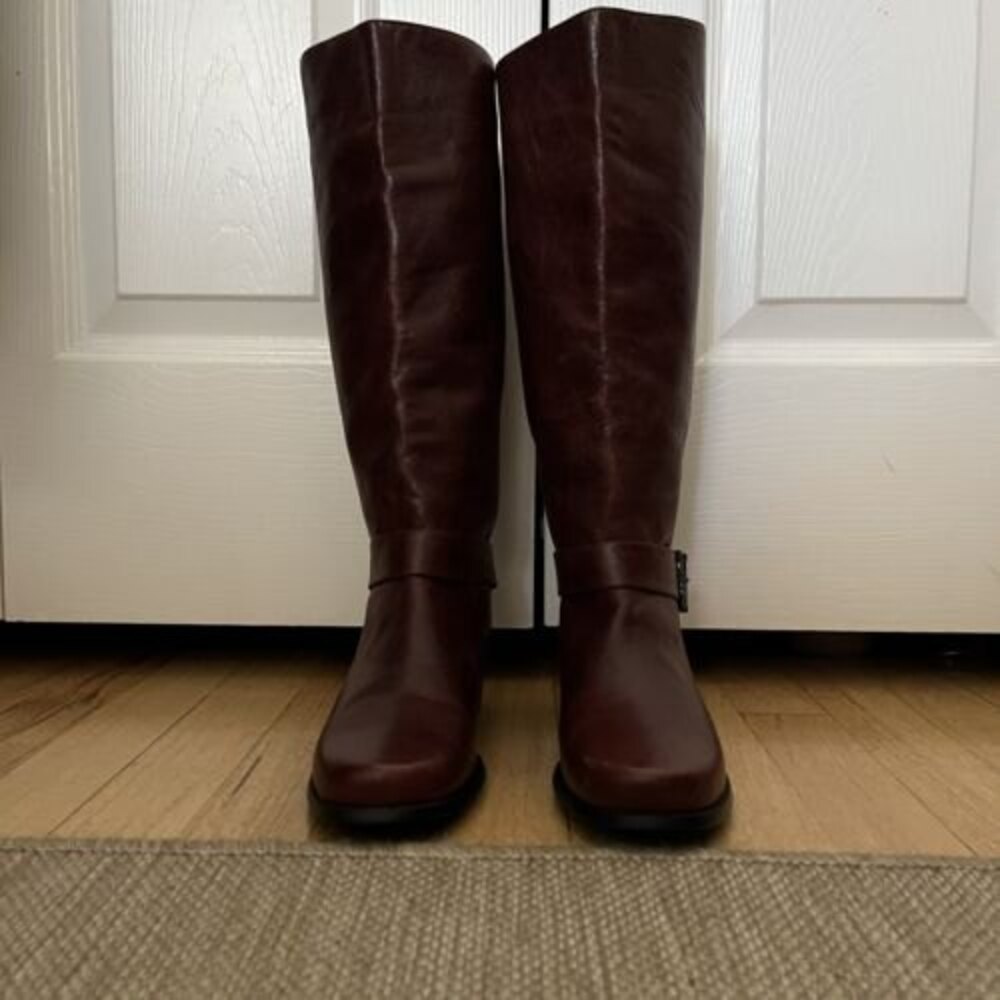 Issa Kamara Genuine Italian Brown Leather Boots Women's Rainstone Buckle  EU 39